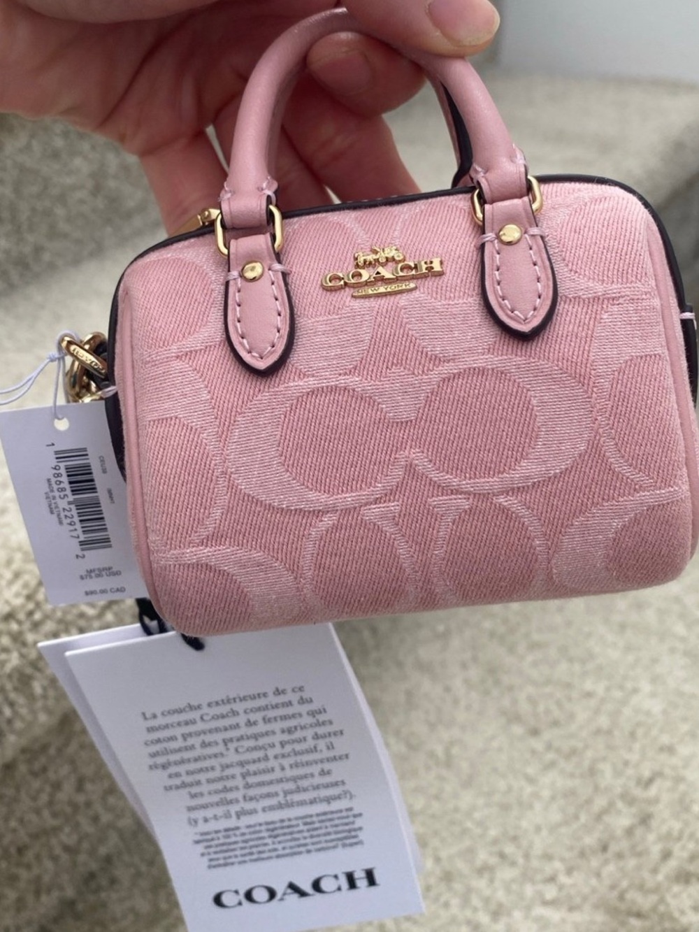 coach pink denim rowan charm